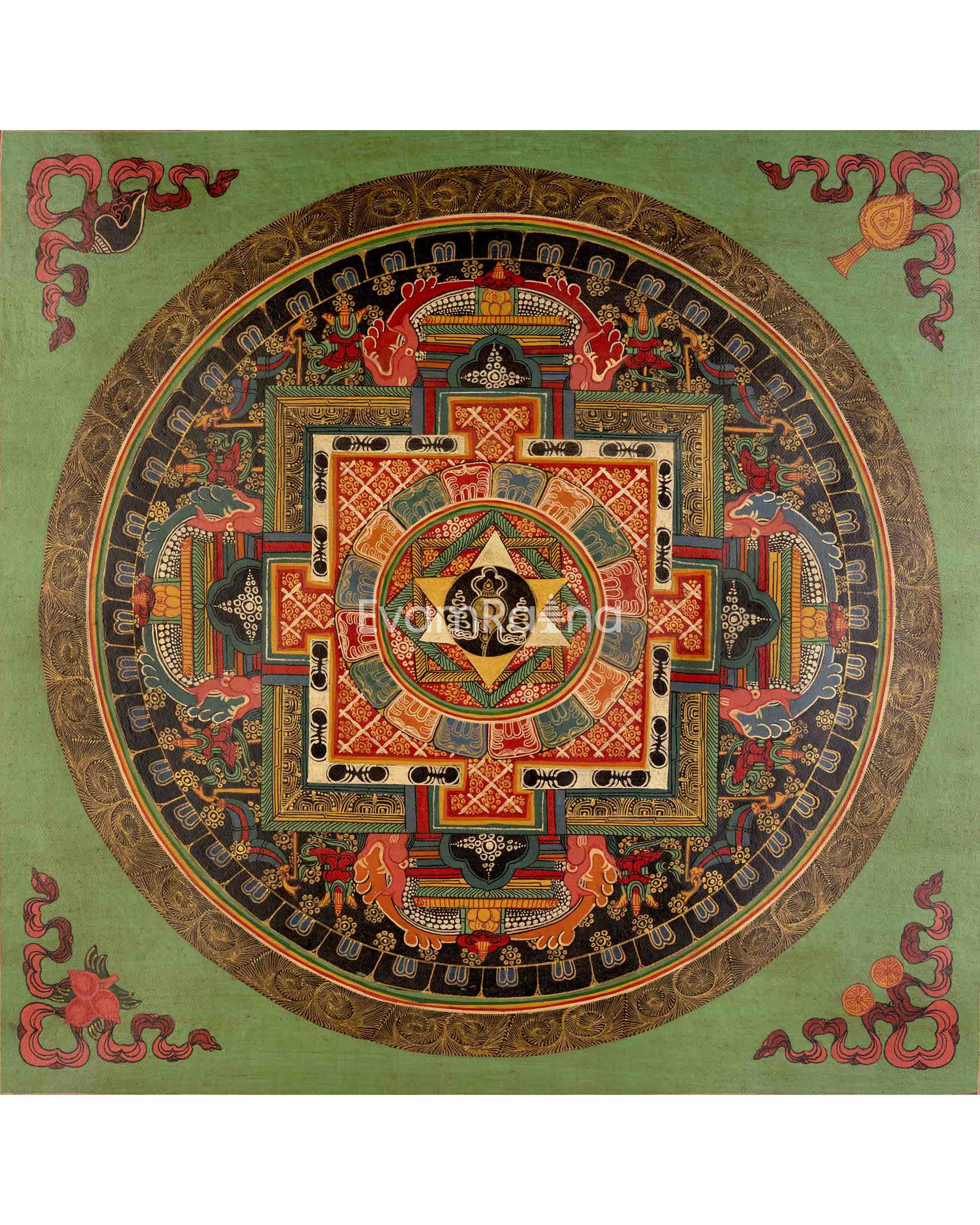 Oil Varnished Sankha Mandala Thangka