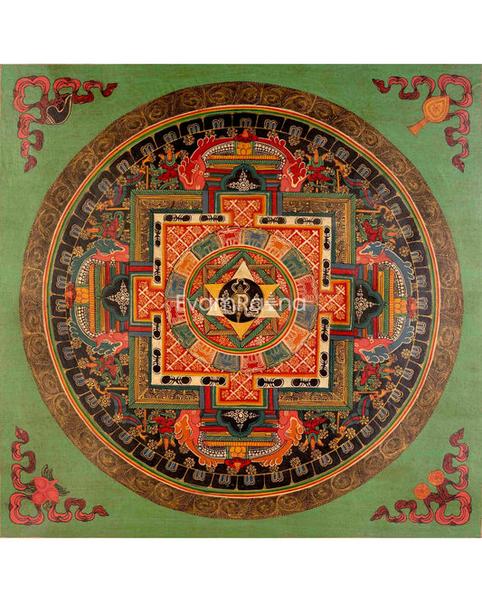 Oil Varnished Sankha Mandala Thangka