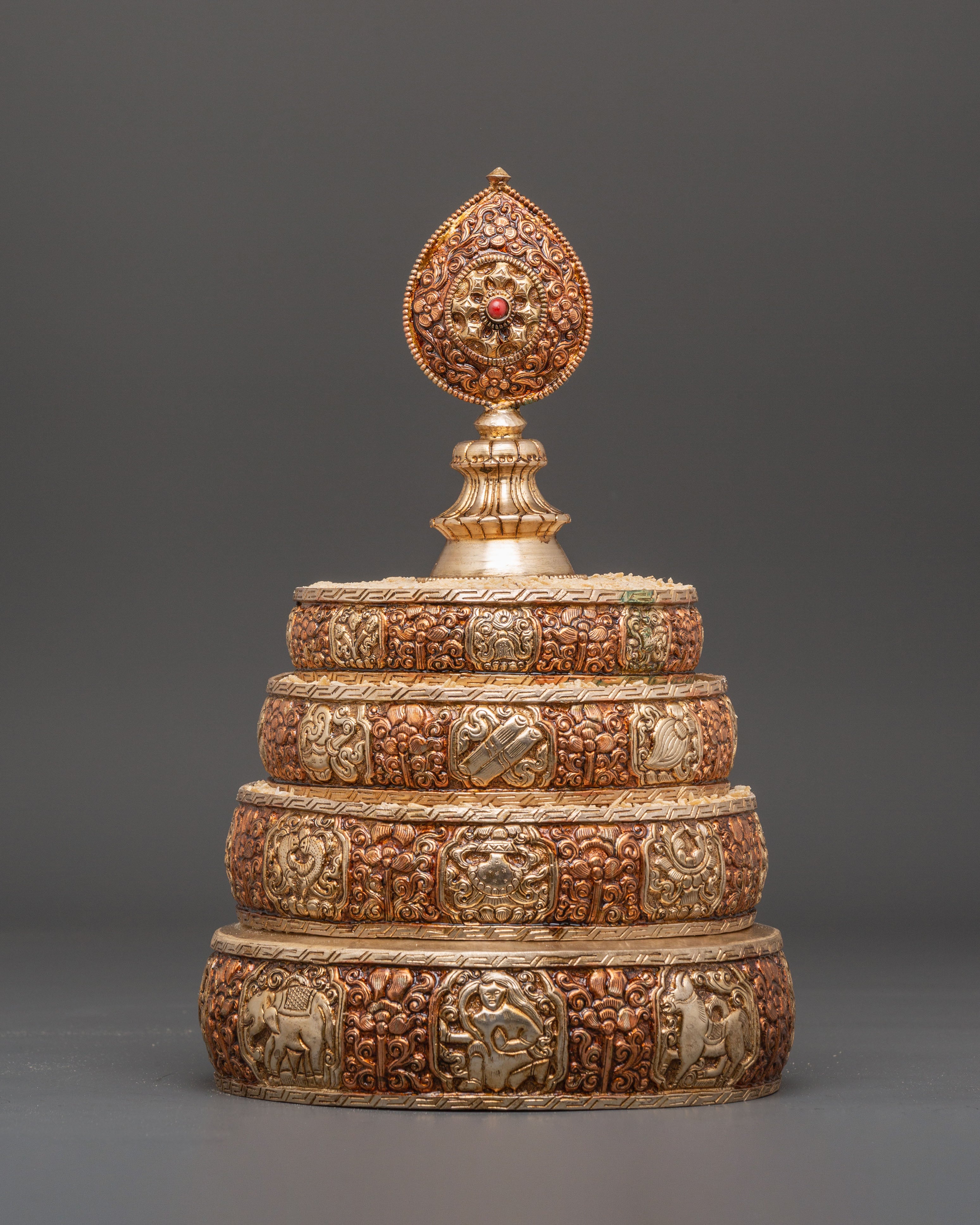 Silver Plated Offering Mandala Set | Copper Mandala for Rituals