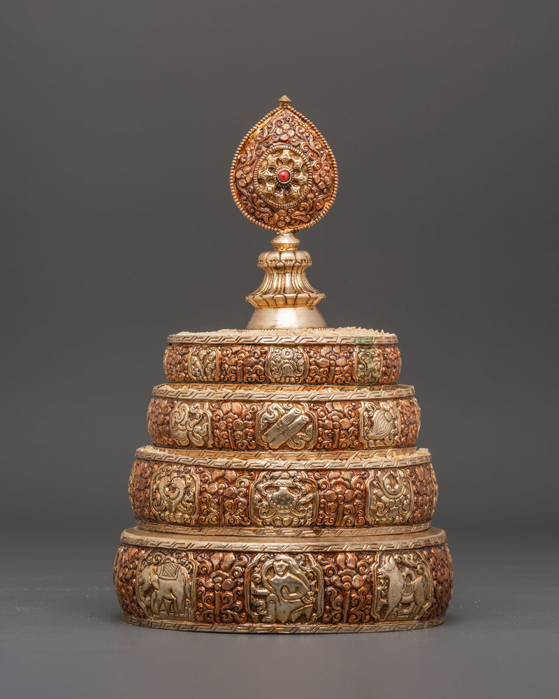 Silver Plated Offering Mandala Set | Copper Mandala for Rituals