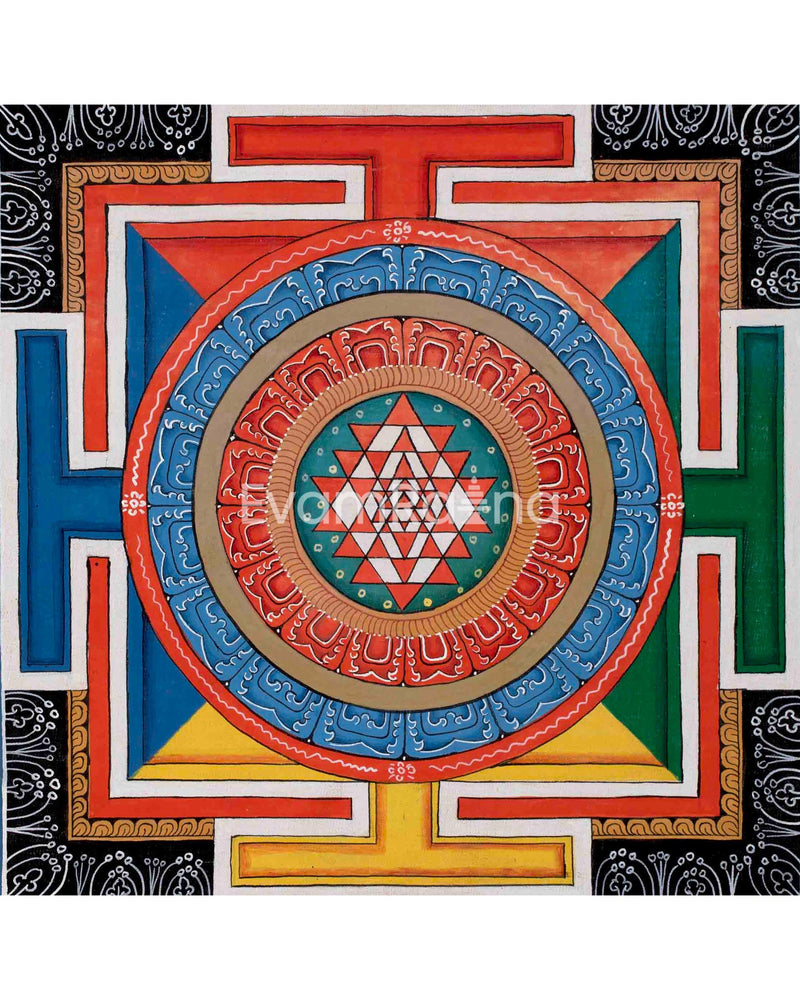 Colorful Shree Yantra Mandala | Perfect Spiritual Gift | Shri Yantra Decor