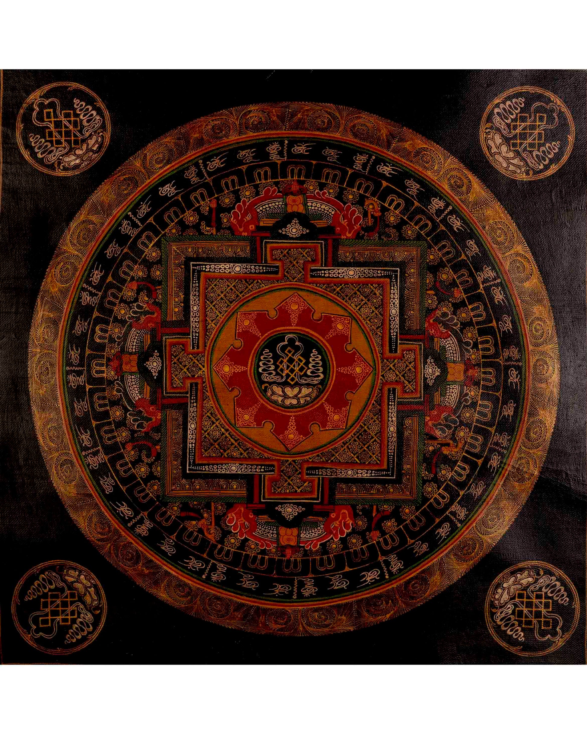 Oil-Varnished Endless Knot Mandala Thangka