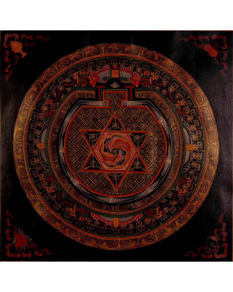 Oil Varnished Star Mandala Tibetan Thangka | Mandala Art