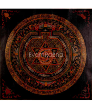 Oil Varnished Star Mandala Tibetan Thangka 