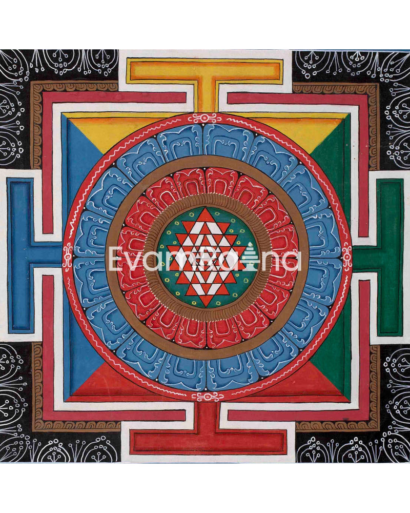 Colorful Shree Yantra Mandala | Perfect Spiritual Gift | Shri Yantra Decor