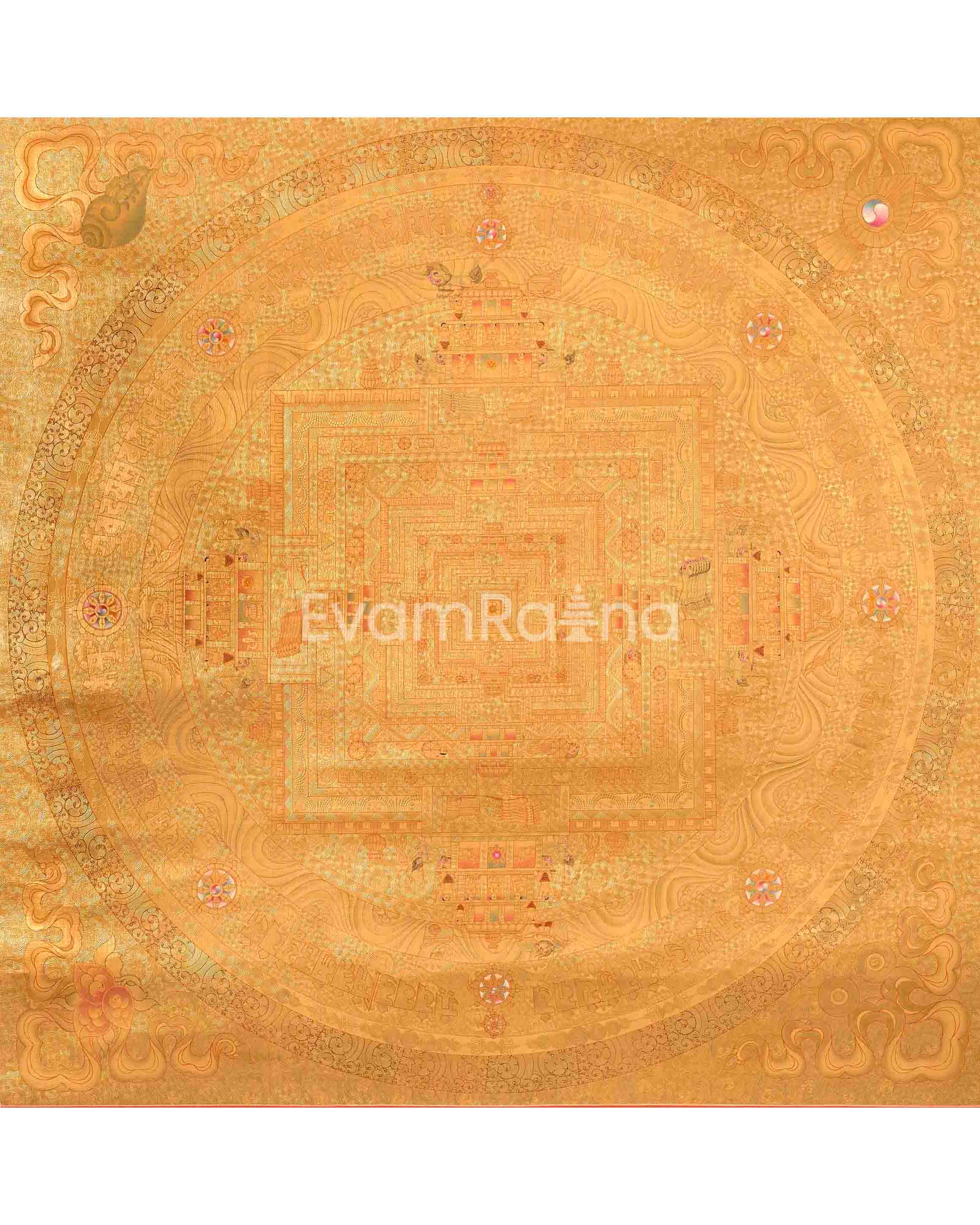 Full 24K Gold Style Kalachakra Mandala Thangka Art