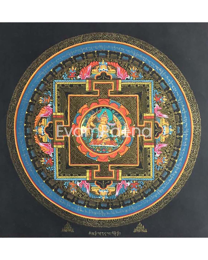 Original Hand-Painted Manjushree Mandala Thangka | Boddhisattva of Wisdom & Compassion |