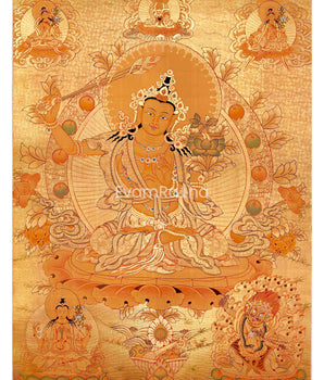 24K Gold Style Manjushree Thangka