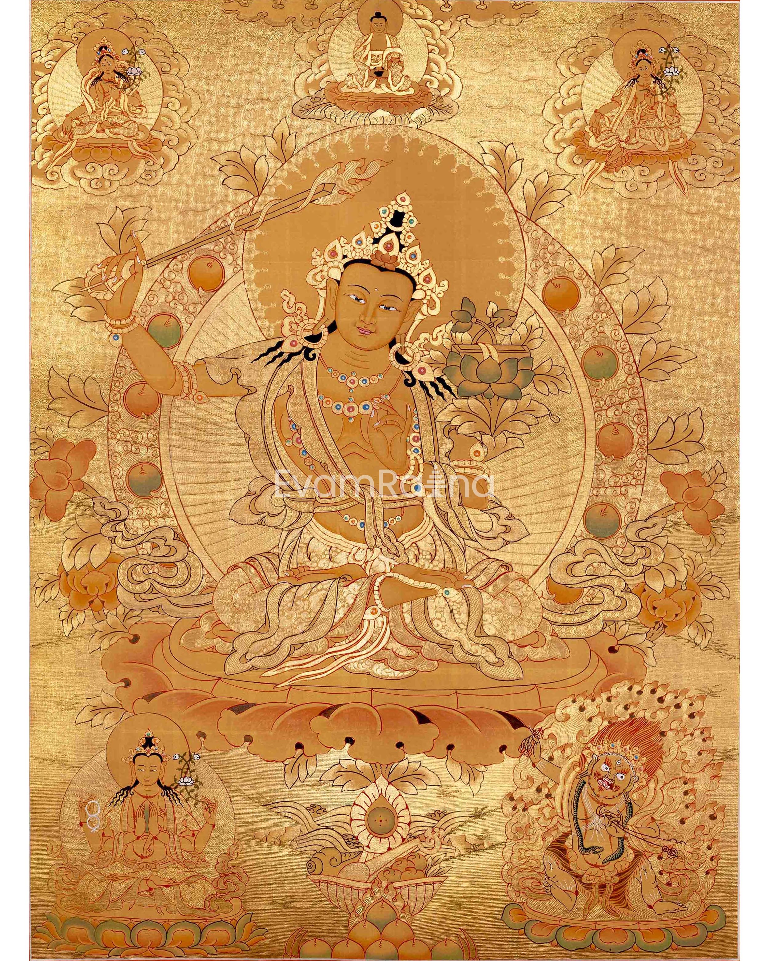 24K Gold Style Manjushree Thangka