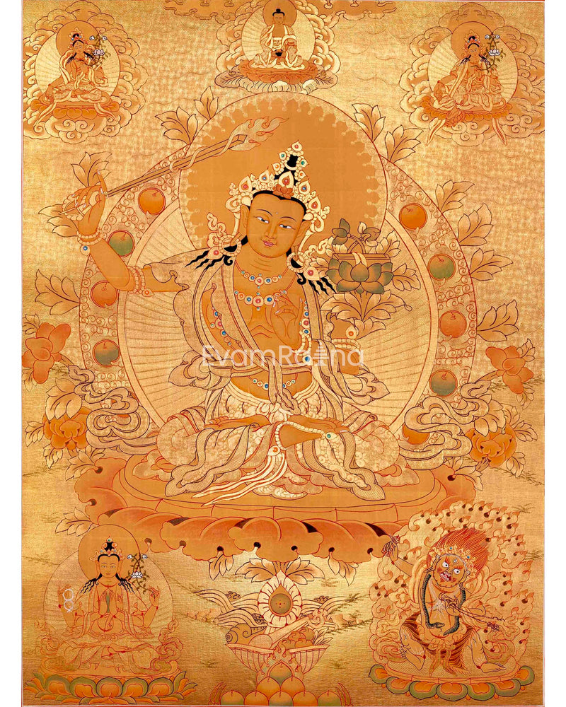 24K Gold Style Manjushree Thangka