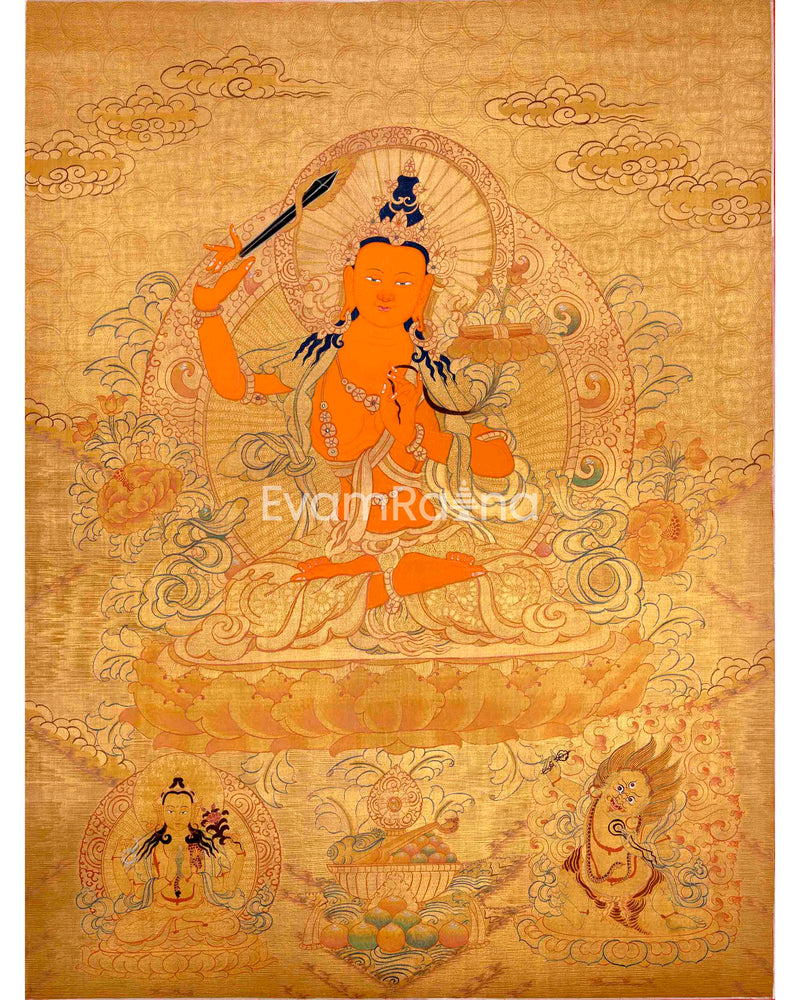 24K Gold Style Manjushree Thangka