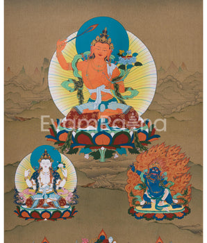 Tibetan Thangka of Wisdom Buddha Manjushri