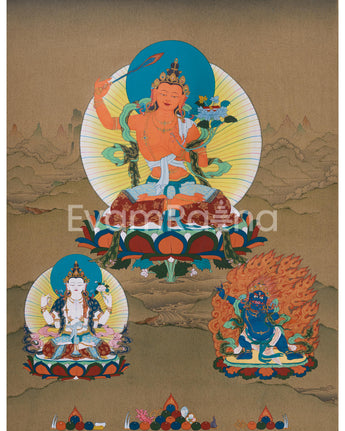 Tibetan Thangka of Wisdom Buddha Manjushri 