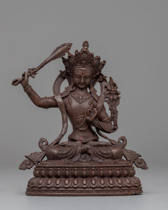 Oxidized Manjushri Meditation Statue