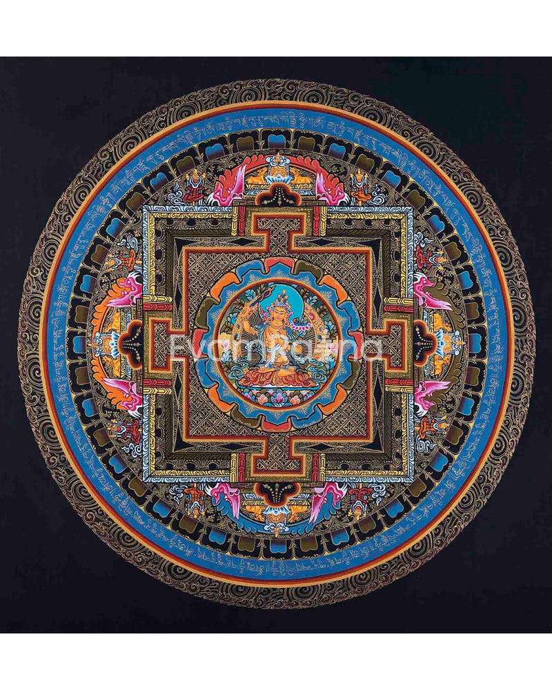 Original Hand-Painted Manjushree Mandala Thangka | Boddhisattva of Wisdom & Compassion |