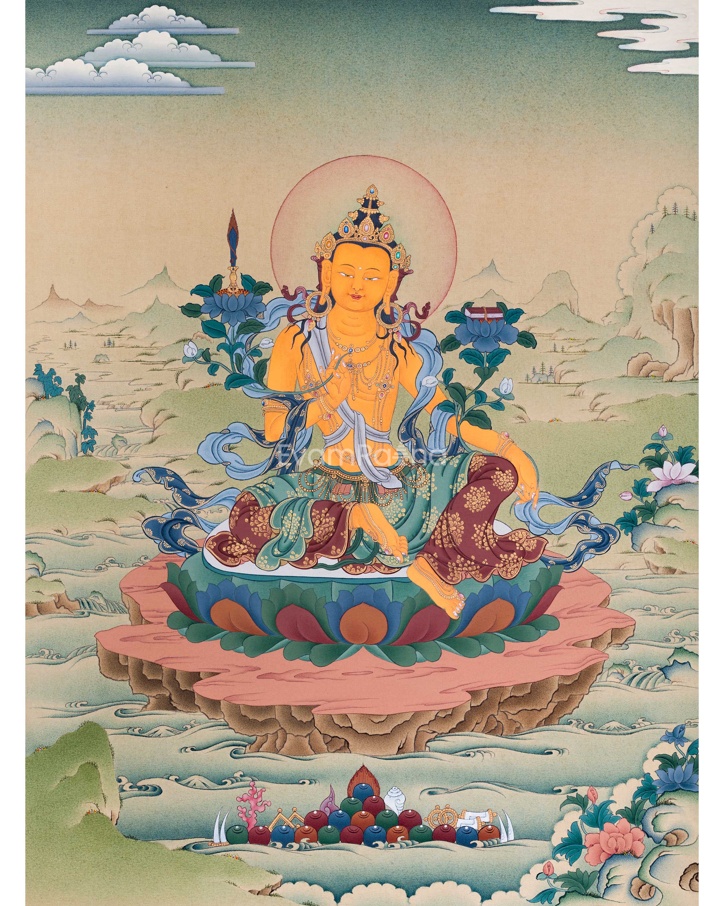 Thangka Print of Manjushri 