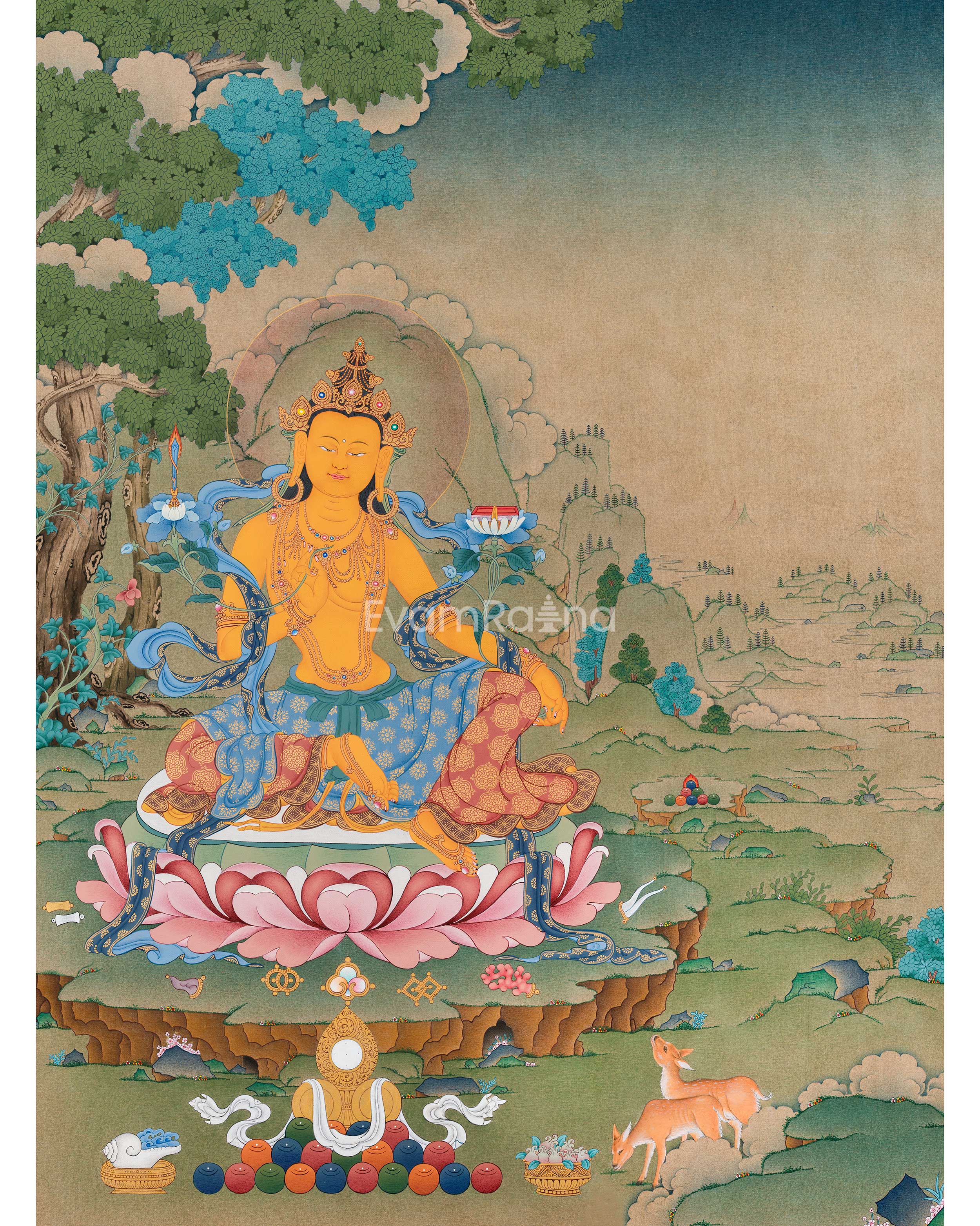 Tibetan Bodhisattva Manjushri Print | Buddhist Deity of Wisdom and Enlightenment