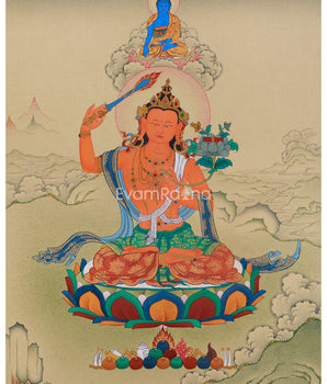 Traditional Manjushri With Mitrupa Thangka