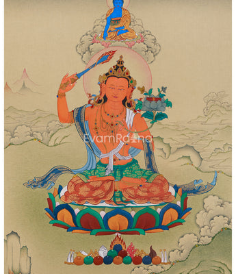 Traditional Manjushri With Mitrupa Thangka