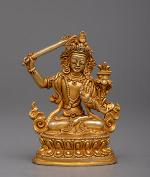 Machine-Made Copper Manjushree Statue