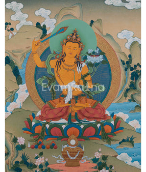 Manjushri : The Bodhisattva of Wisdom Thangka Print