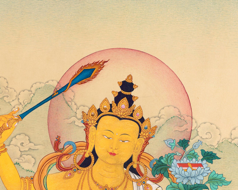 Manjushri Thangka To Elevate Your Sacred Space | Bodhisattva Artwork for Home Decor