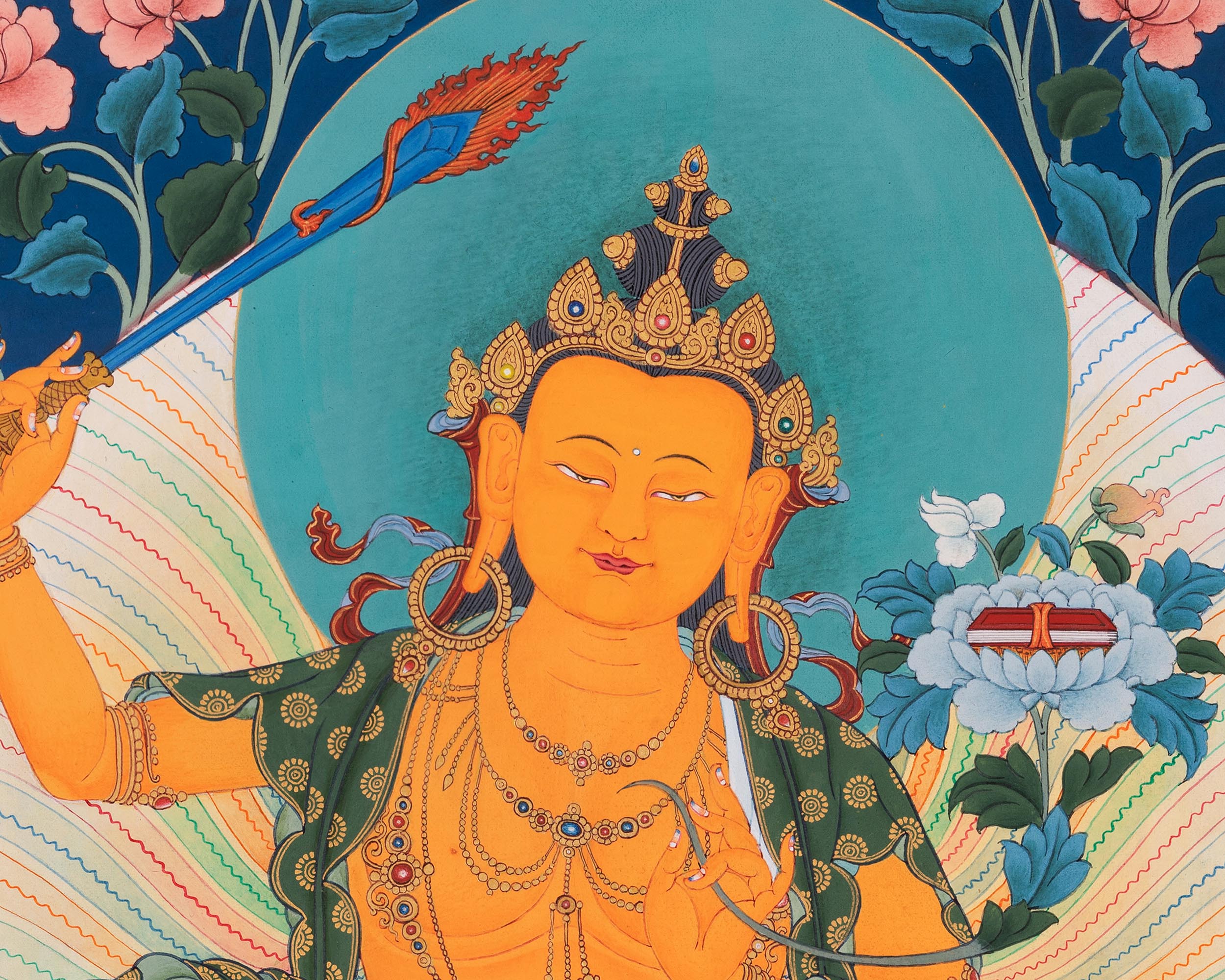 Manjushri, the Buddha of Wisdom | Traditional Karma Gadri Style