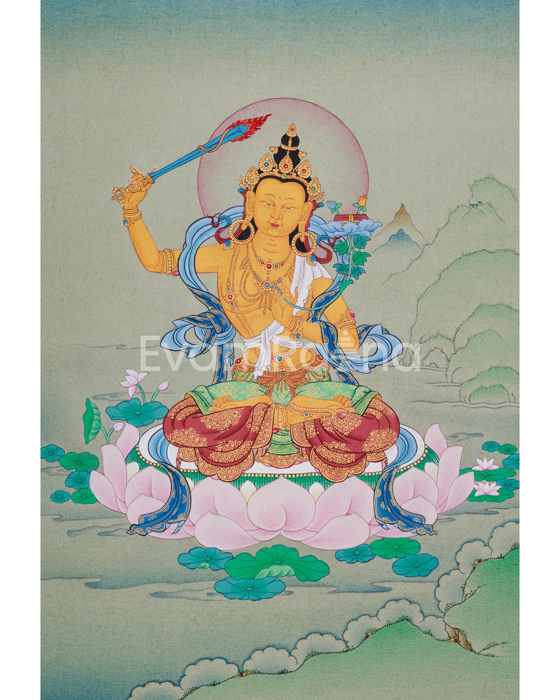 Manjushri, Wisdom Bodhisattva Thangka