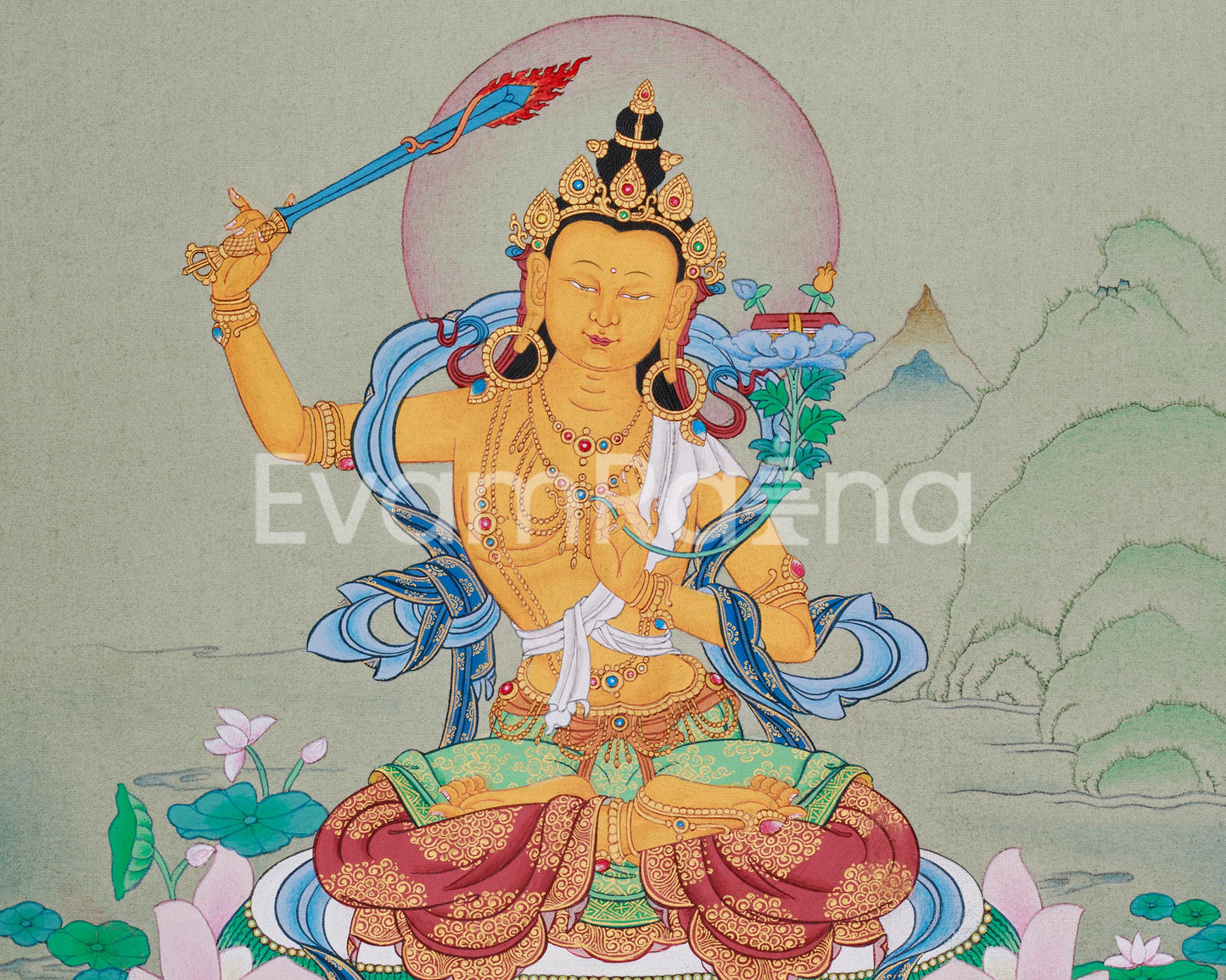 Manjushri, Wisdom Bodhisattva Thangka