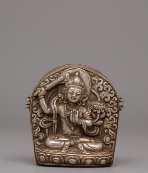 Manjushri Buddha Ghau Box in Silver 