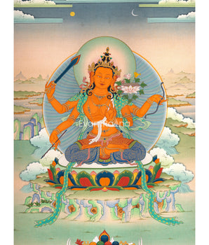 Dive into Knowledge with Manjushri's Thangka Print