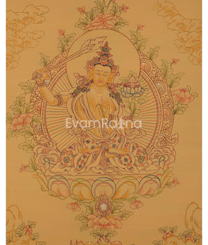 Beautifully Hand-Painted Manjushri Thangka
