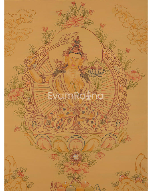 Beautifully Hand-Painted Manjushri Thangka 