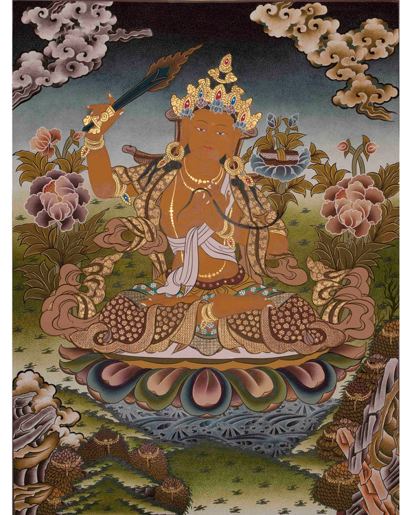Arya Bodhisattva Manjushri Thanka | Canvas Painting For Wall Hanging