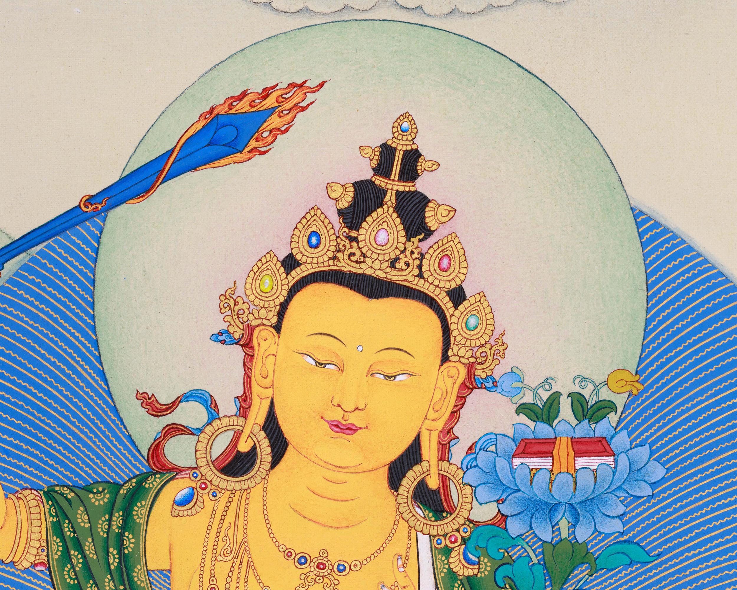 Bodhisattva Manjushree Thangka Print | Bodhisattva of Wisdom | Wall Decors