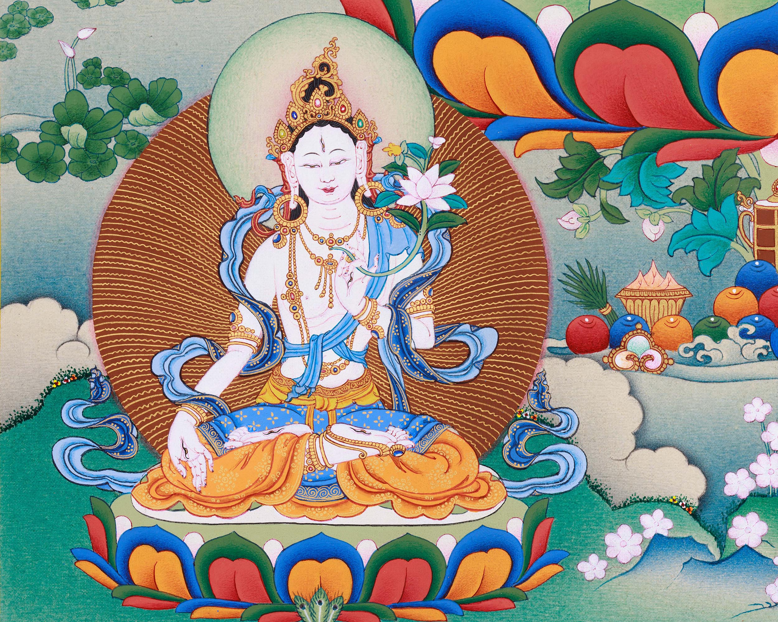 Bodhisattva Manjushree Thangka Print | Bodhisattva of Wisdom | Wall Decors