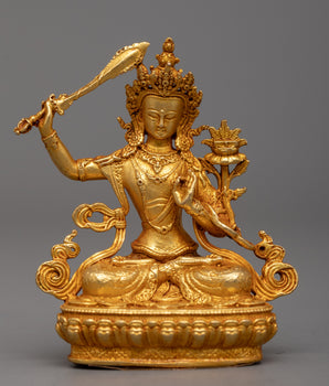 Gold Plated Manjushri Statue