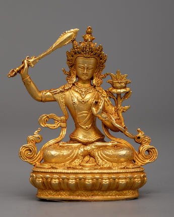Gold Plated Manjushri Statue