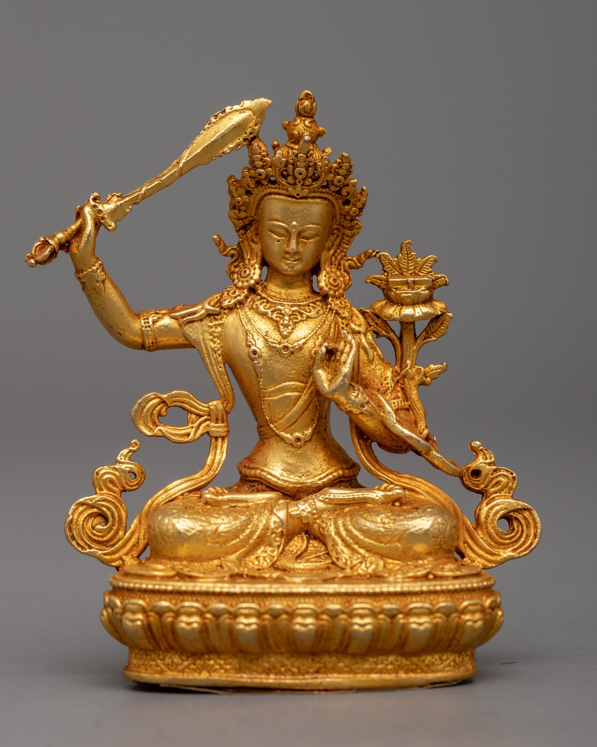 Gold Plated Manjushri Statue