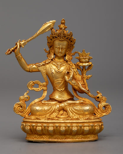 Gold Plated Manjushri Statue