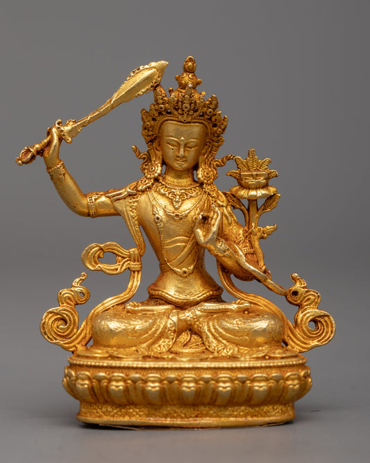 Gold Plated Manjushri Statue