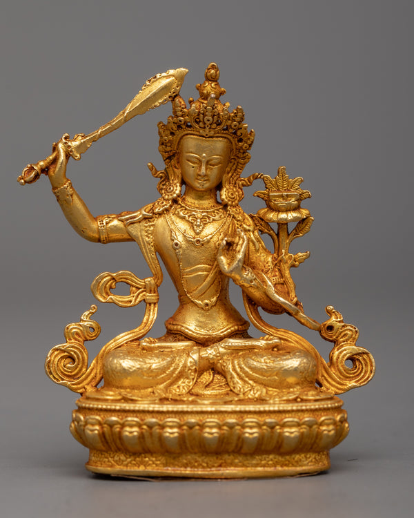 Gold Plated Manjushri Statue