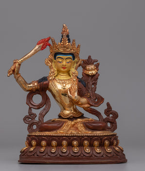 Manjushri Oxidized Copper Statue