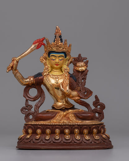 Manjushri Oxidized Copper Statue