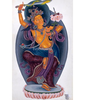 High-Quality Newari Art To Practice Manjushri Meditation | Manjushri, The Tibetan Bodhisattva Of Wisdom