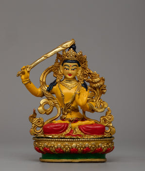Gold-Plated Manjushri Sculpture
