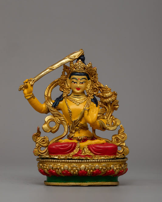 Gold-Plated Manjushri Sculpture