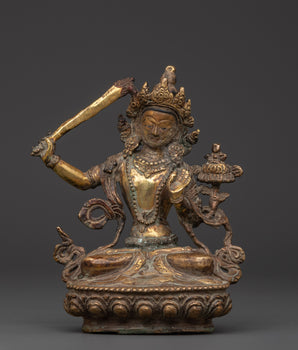 Manjushri Brass Protection Statue