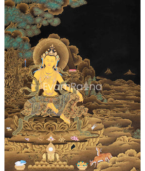 Hand Painted Manjushri Thangka for Home Decor