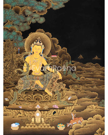 Hand Painted Manjushri Thangka for Home Decor